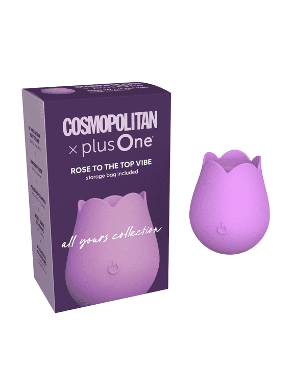 Cosmopolitan X plusOne 'Rose to the Top' Vibrator with Storage Bag, Magnetic Charging and USB Cable, Lavender
