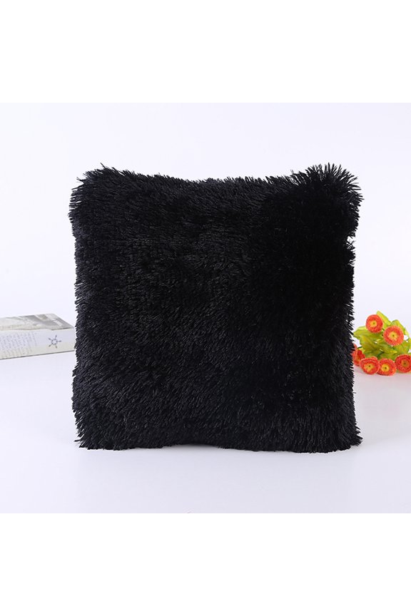 plush cushion cover and pillowcase black