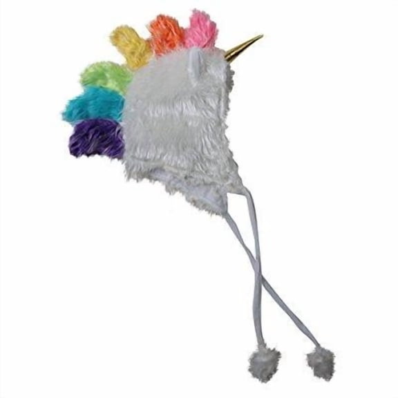plush white soft fuzzy unicorn child hat