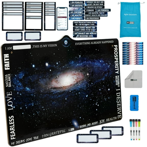 pmxboard Vision Board Full Magnetic Kit. Unique Magnetic Vision Board with 3rd eye, 44 magnetic cards and accessories. Law of Attraction Board Full Board Kit, Personal Goals Board