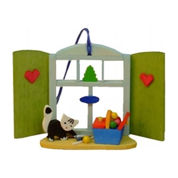 pner Ornament - Cat with Yarn-Window