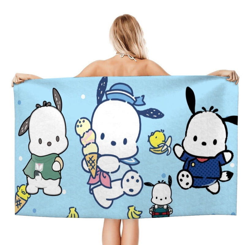 pochacco Gifts Beach Towel for Women Girl Birthday Inspired Fan Bath Outdoor Music Lover