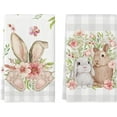 thumbnail image 1 of pogooe Beige Buffalo Plaid Bunny Rabbit Flower Easter Kitchen Towels Dish Towels, 18x26 Inch Seasonal Decoration Hand Towels Set of 2, 1 of 6