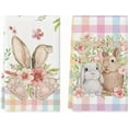 thumbnail image 1 of pogooe Colorful Buffalo Plaid Bunny Rabbit Flower Easter Kitchen Towels Dish Towels, 18x26 Inch Seasonal Decoration Hand Towels Set of 2, 1 of 6