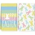 thumbnail image 1 of pogooe Happy Easter Kitchen Towel Colorful Striped Easter Bunny Rabbit Dish Towels 18 x 26 Inch Hand Drying Tea Towel for Cooking Baking Cleaning, Set of 2, 1 of 6