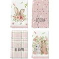 thumbnail image 1 of pogooe Pink Bunny Rabbit Ears Floral Leaves Easter Kitchen Towels Dish Towels, 18x26 Inch Be Kind Seasonal Decoration Hand Towels Set of 4, 1 of 6