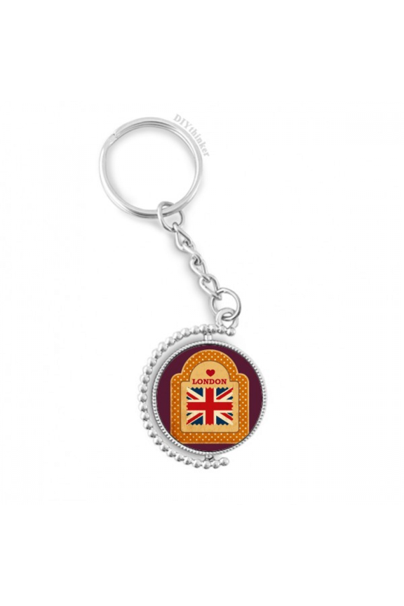 point uk london stamp union jack rotatable keyholder disc accessories chain clip