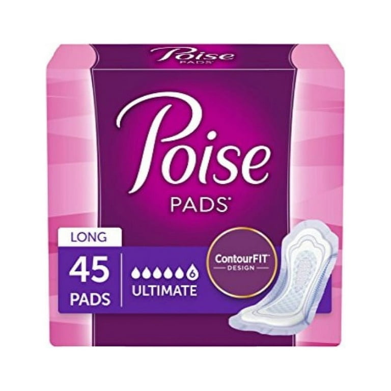 poise incontinence overnight pads, ultimate absorbency, long, 45