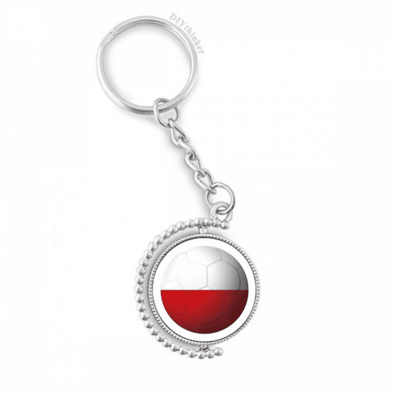 poland national flag soccer football rotatable keyholder disc accessories chain clip