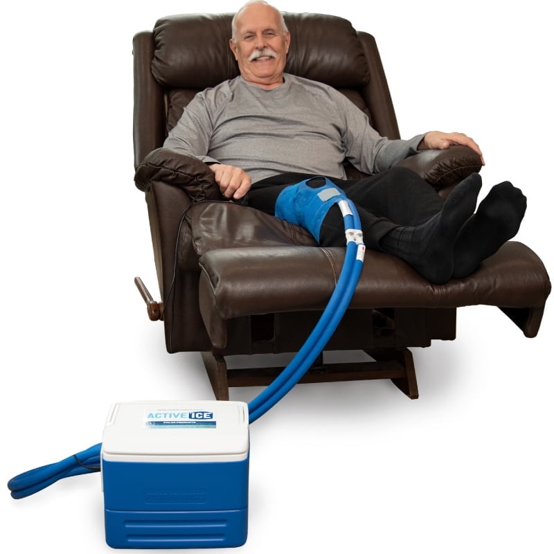 polar products active ice 3.0 knee & joint cold therapy system with digital timer includes knee bladder, 9 quart cooler