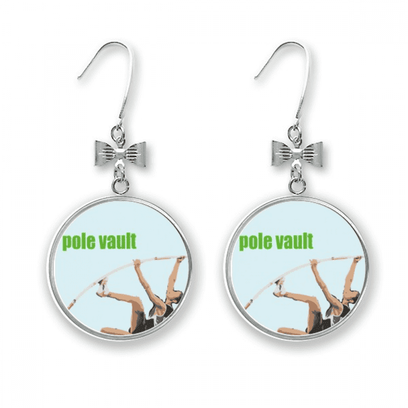 pole vault field events art deco fashion bow earrings drop stud pierced hook