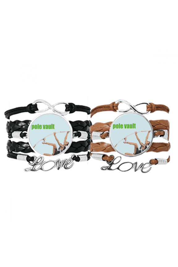 pole vault field events art deco fashion bracelet hand strap leather wristband double set