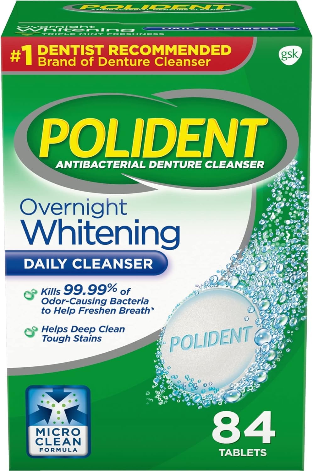 polident overnight whitening denture cleanser-84 ct