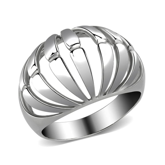 polished Stainless Steel Ring with NoStone in No Stone for Women No Stone Stone Color Style TK3732 Size 9
