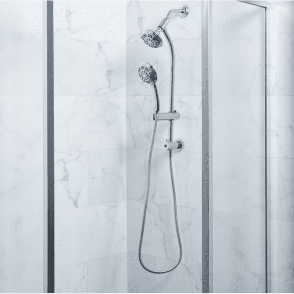 polished chrome 4.5 waterfall dual head shower faucet bar system with 3 way diverter