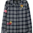 thumbnail image 1 of polly & esther Womens Plaid Fleece Button Up Shirt, Blue, Juniors, Medium, 1 of 1