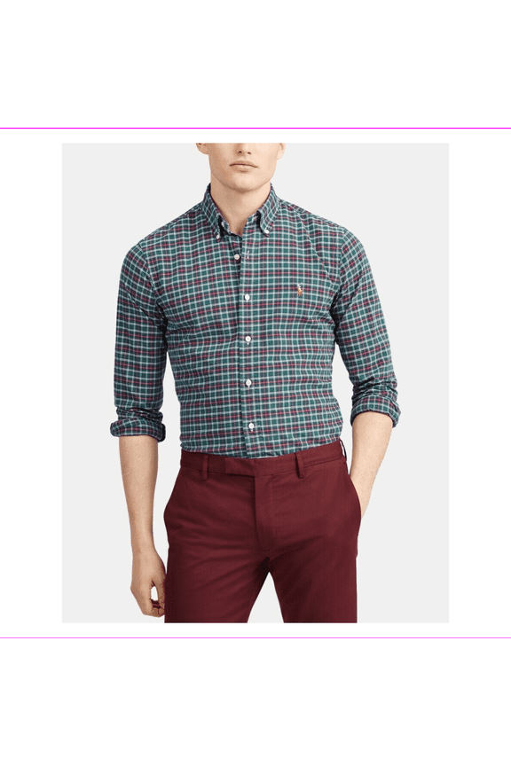 chambray button down shirt classic fit Multi Plaid Size M