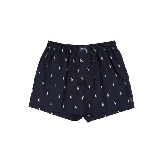 polo ralph lauren men's all over pony player woven boxer navy/cream underwear