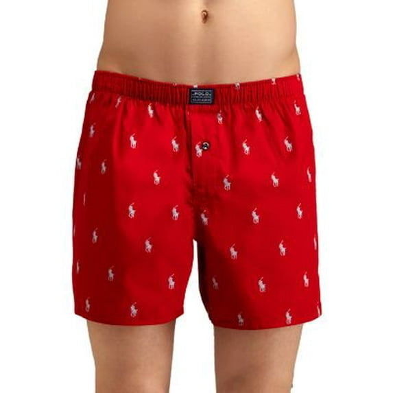 polo ralph lauren polo player woven boxer, l, red