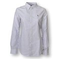 thumbnail image 1 of polo ralph lauren womens custom fit oxford button down shirt (medium, purple/white), 1 of 1
