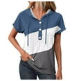 thumbnail image 1 of Women's Zipper Summer Pleated Button Short Sleeve T-Shirt Summer V-Neck Casual top, 1 of 6