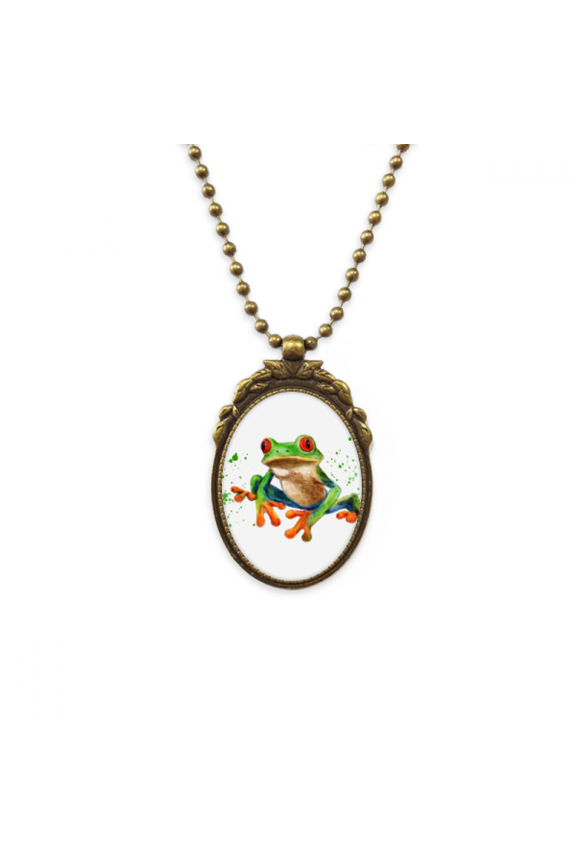 polypedatid green frogs antique necklace vintage bead pendant keychain
