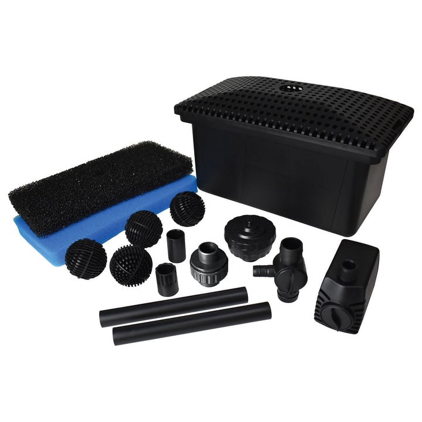 Black Medium Pond Filter Kit with Pump for 500 Gallons