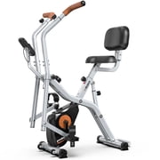 Pooboo Magnetic Exercise Bike for Seniors with Arm Exerciser, Quiet Foldable Cycle for Home