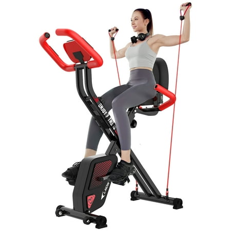 pooboo 3in1 Foldable Exercise Bike Indoor Cycling Bike Magnetic Stationary Bike Fitness Gym Workout 300lb