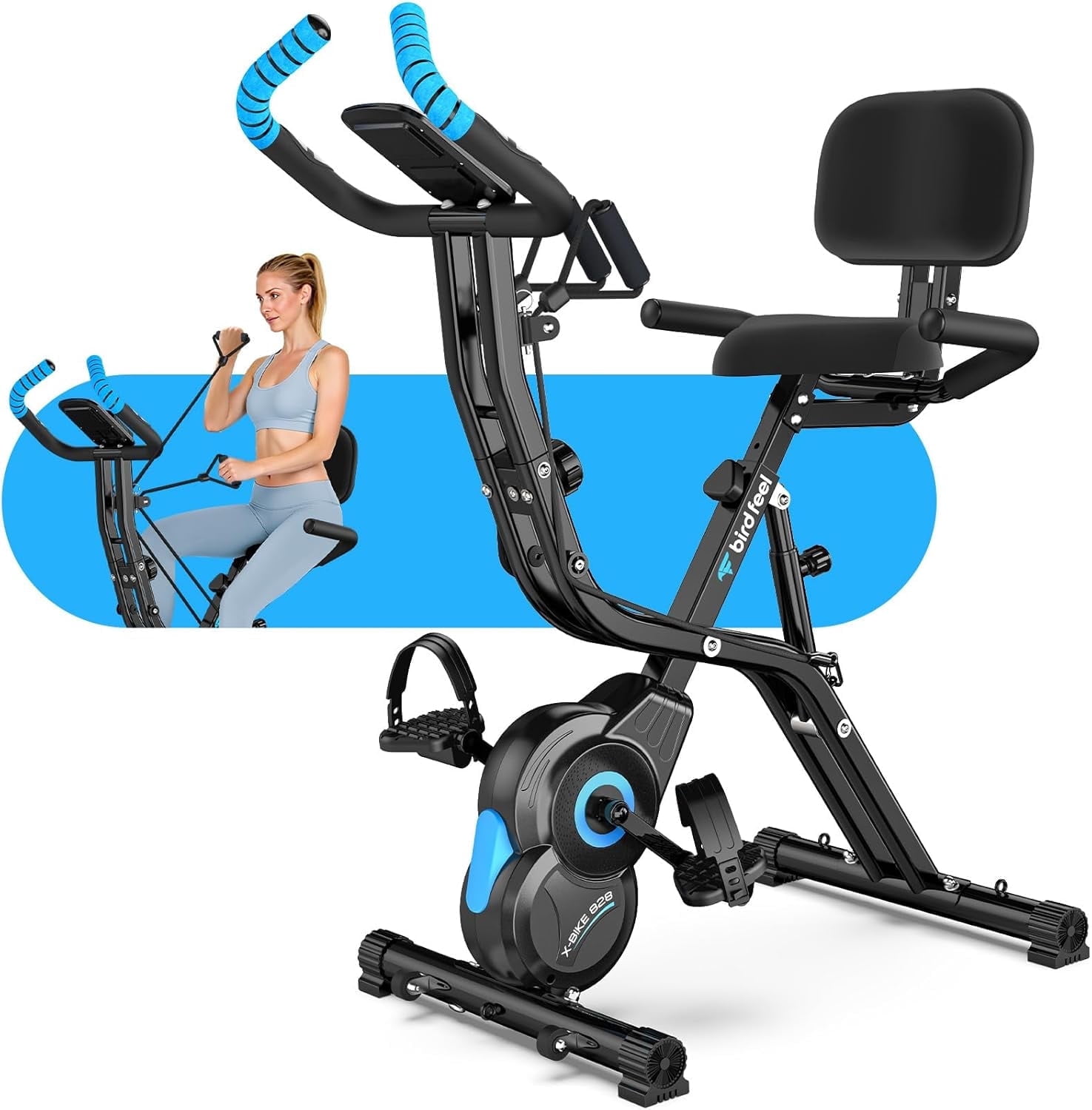 pooboo 3in1 Foldable Exercise Bike Indoor Cycling Bike Magnetic Stationary Bike Fitness Gym Workout 300lb