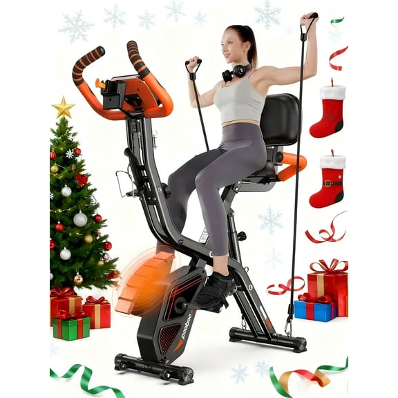 pooboo 3in1 Foldable Exercise Bike Indoor Cycling Bike Magnetic Stationary Bike Fitness Gym Workout 300lb