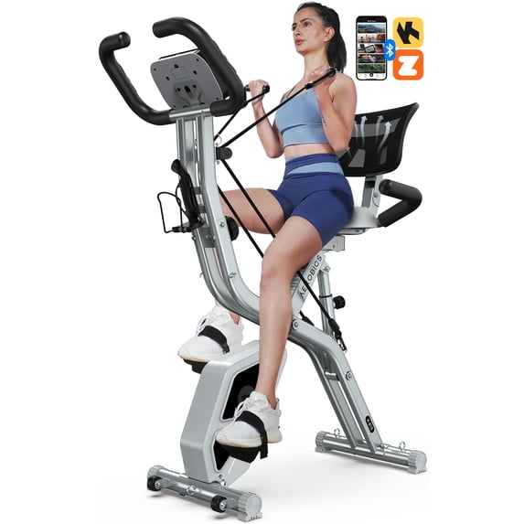 pooboo 4in1 Foldable Exercise Bike Indoor Cycling Bike Magnetic Stationary Bike Fitness Gym Workout 300lb