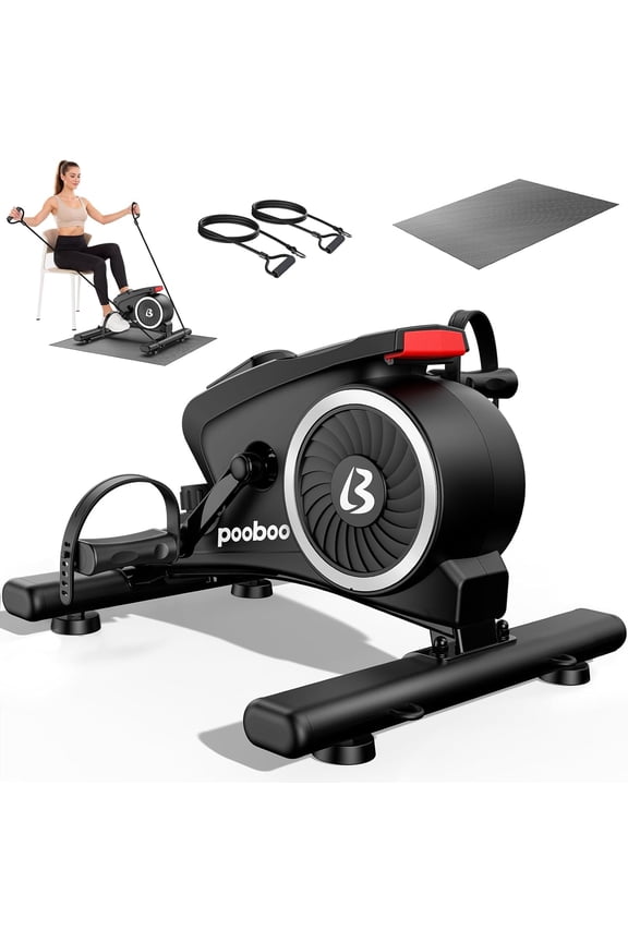 Magnetic Mini Exercise Bike Under Desk Pedal Exerciser With Non-slip Base/Mat,Portable Mini Cycle for Leg/Arm Fitness Home/ Office Workout