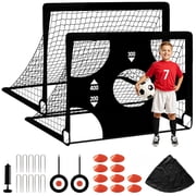 LNOW Set of 2 Portable 4x3 ft Kids Soccer Goals for Backyard – Toddler Training Equipment with Target, Ball, Cones & Net – Outdoor Sports Gift