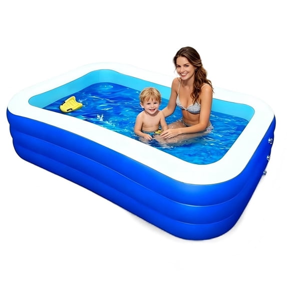 BN-LINK Inflatable Swimming Pool, 83’’ × 53’’ × 20’’ Large & Thickened Family Swimming Pool for Garden, Outdoor, Backyard, Suitable for Adults and Family