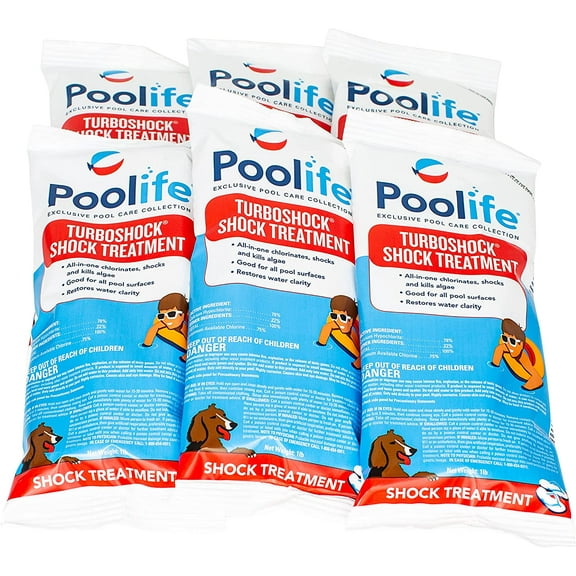 poolife Turbo Shock Chlorine Pool Chemicals, 6 lbs, (6 Pack)