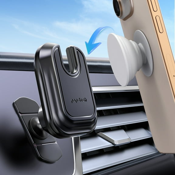 pop-tech Car Phone Mount for Socket Grip, Adjustable Strong Sticky Cell Phone Holder, Dashboard Adhesive Socket Car Mount Compatible with Thick Wallet Grip for iPhone Samsung Card Holder