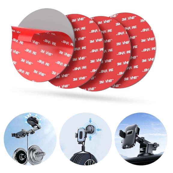 pop-tech Double Sided Adhesive Pads for Dashboard Suction Cup Car Mount,90mm/3.54in 4pack 3M VHB Round Sticky Adhesive Replacement for Dash Cam Phone Mount dash board Windshield