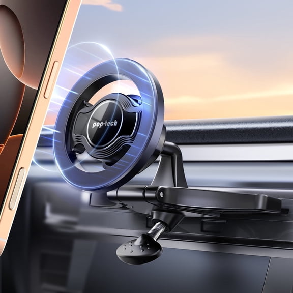 pop-tech for MagSafe CD Phone Holder for Car, [Built-in Steel Plate] Universal Magnetic CD Player Phone Mount, Adjustable Magnet CD Slot Cell Phone Cradle Fit for iPhone 16 Pro Max 15 14 13 12 Series