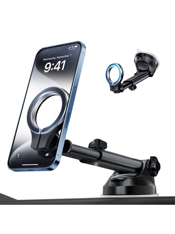 for MagSafe Car Mount, Magnetic Car Phone Holder with Ultra Suction Cup, Strong Magnets Cell Phone Holder for Your Car Dashboard Windshield Fit for iPhone 16 Pro Max 15 14 13 12 Series