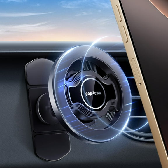 pop-tech for MagSafe Sticky Car Mount Dashboard, [Upgrade Adhesive] Universal Magnetic Phone Holder for Car Dash, Strong Magnets Cell Phone Holder Fit for iPhone 16 Pro Max 15 14 13 12 Series