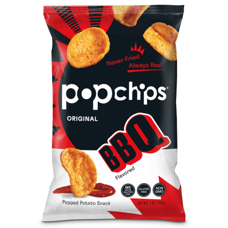 popchips BBQ Potato Chips Low-Calorie Gluten-Free Healthy Snack (Pack of 2)