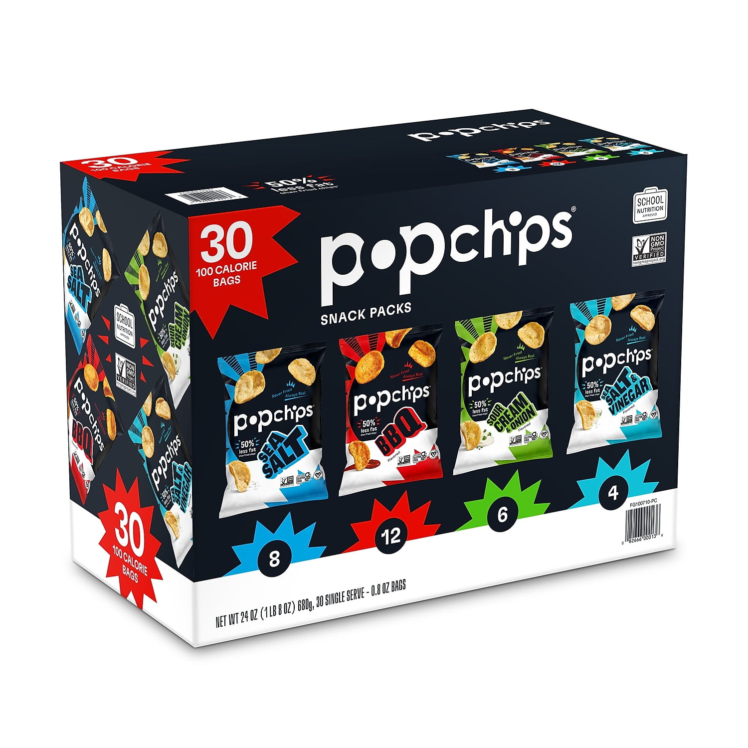 PERFORMANCE FOOD GRP, Popchips Chips Variety Case, 0.8 Oz