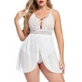 thumbnail image 1 of popiv Plus Size Babydoll for Women Double Layer Elastic High Waist Teddy Chemise Comfy Floral Lace Lingerie，White，XL-3XL, 1 of 5