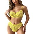 thumbnail image 1 of popiv Sexy Lace Lingerie for Women,Two Piece Lace Lingerie Set,Underwire Bra and Panty Set Valentine, Yellow,S-L, 1 of 5