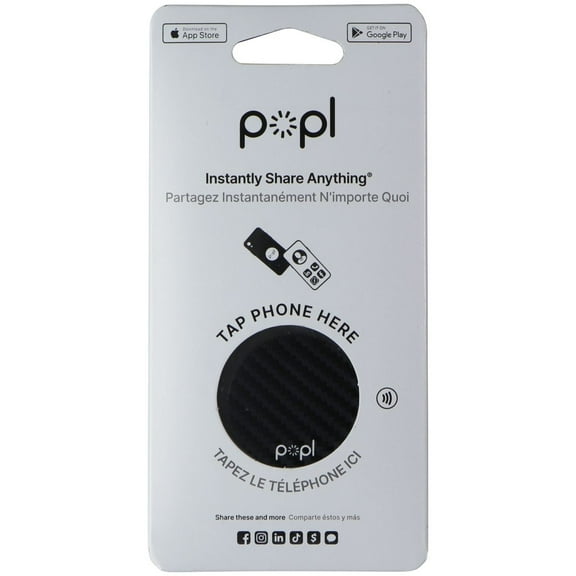 popl Flat Dot Digital Business Card Phone Tag - Carbon Fiber
