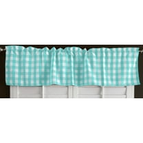 poplin gingham checkered window valance 58 wide aqua mint