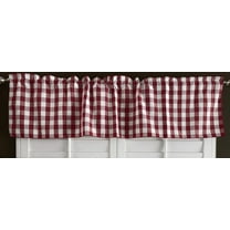 poplin gingham checkered window valance 58 wide burgundy