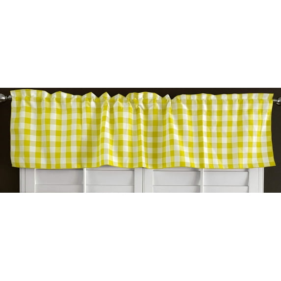 poplin gingham checkered window valance 58 wide light yellow