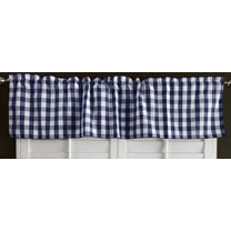poplin gingham checkered window valance 58 wide navy